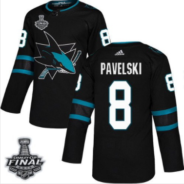 Sharks #8 Joe Pavelski Schwarz 2019 Stanley Cup Final Stitched